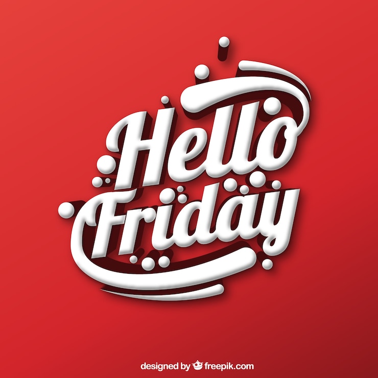 Vector Gratis red background with decorative text "hello friday"