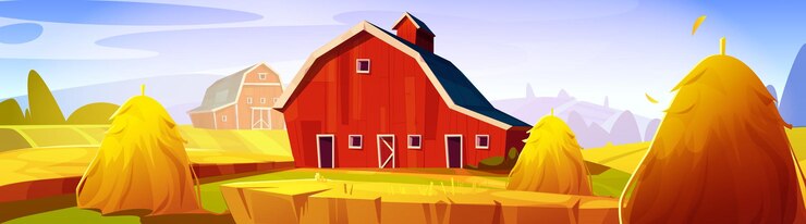 Vector Gratis red barn in autumn rural landscape
