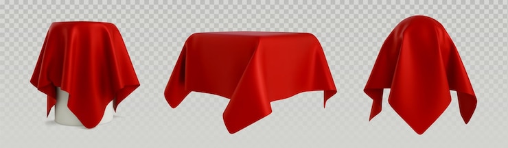 Vector Gratis red cloth reveal mockup set