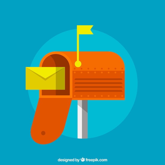 Red mailbox blue background