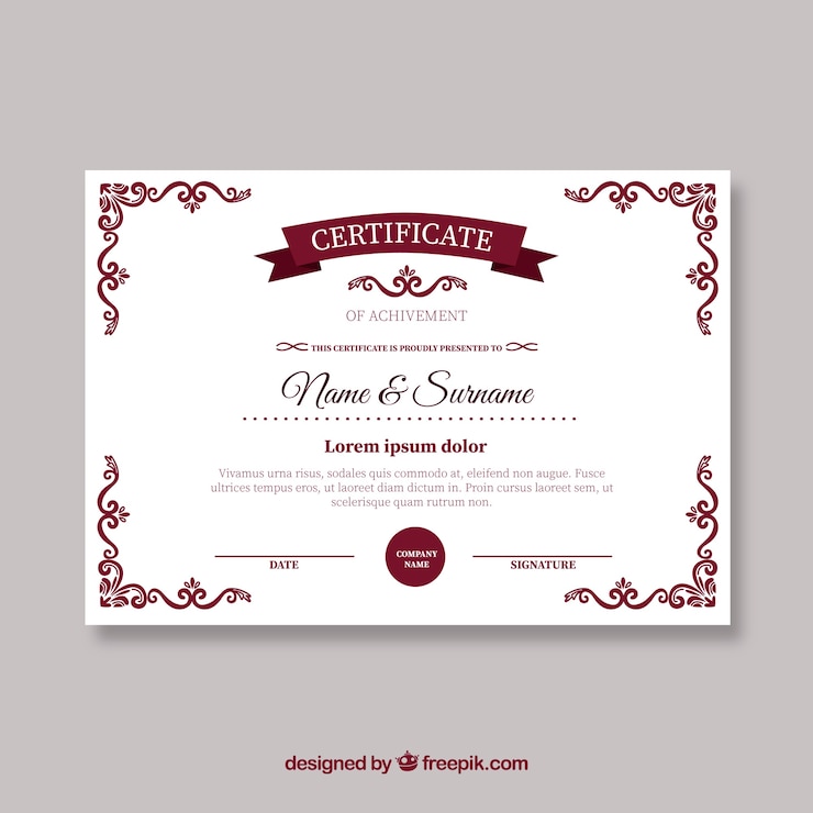 Vector Gratis red retro certificate template