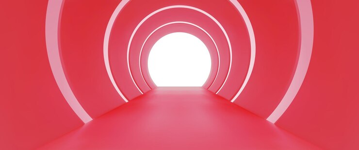 Vector Gratis red tunnel with round arches and light at end