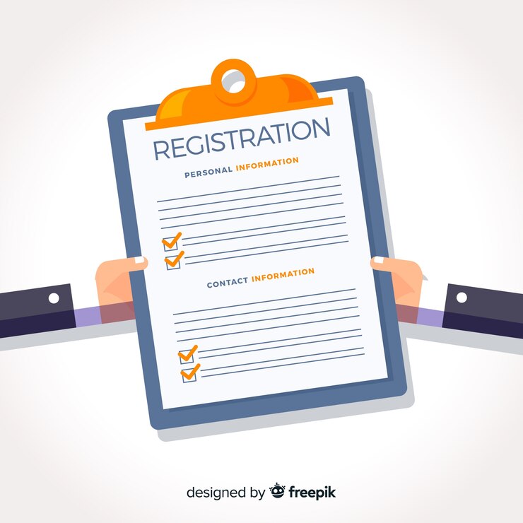 Vector Gratis registration form template with flat design