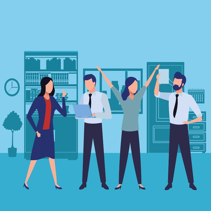 Vector Gratis rekan kerja bisnis dengan alat tulis kantor