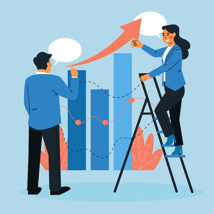 Vector Gratis rekan kerja menganalisis grafik pertumbuhan
