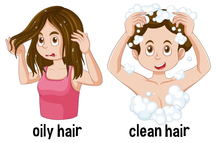 Vector Gratis remaja putri mengkhawatirkan masalah rambut selama pubertas