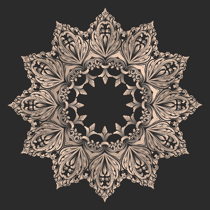 Vector Gratis renda bundar vektor dengan elemen damask dan arabesque gaya mehndi. ornamen tradisional oriental