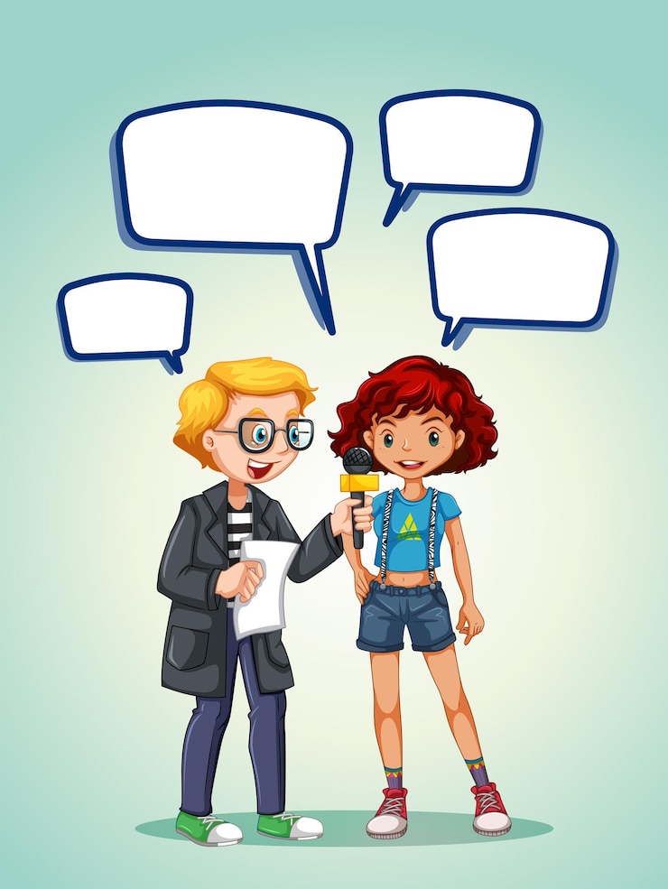 Vector Gratis reporter interview girl teenager