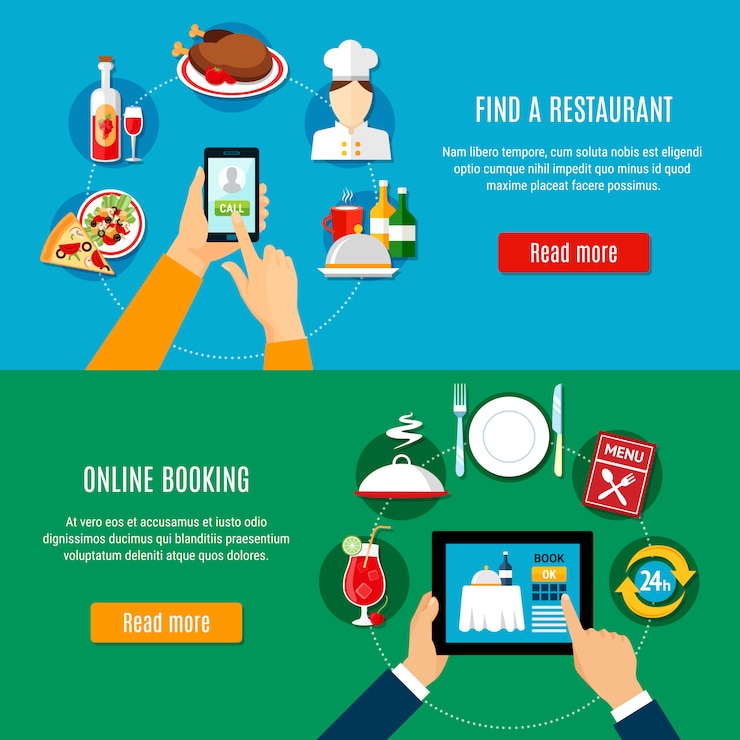 Vector Gratis restaurant booking banners