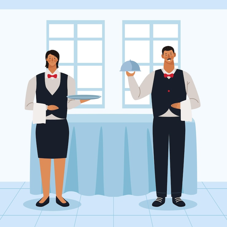 Vector Gratis restaurant workers couple
