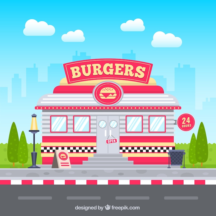 Vector Gratis restoran burger retro