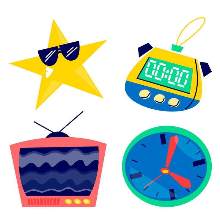 Vector Gratis retro cartoon essentials stickers