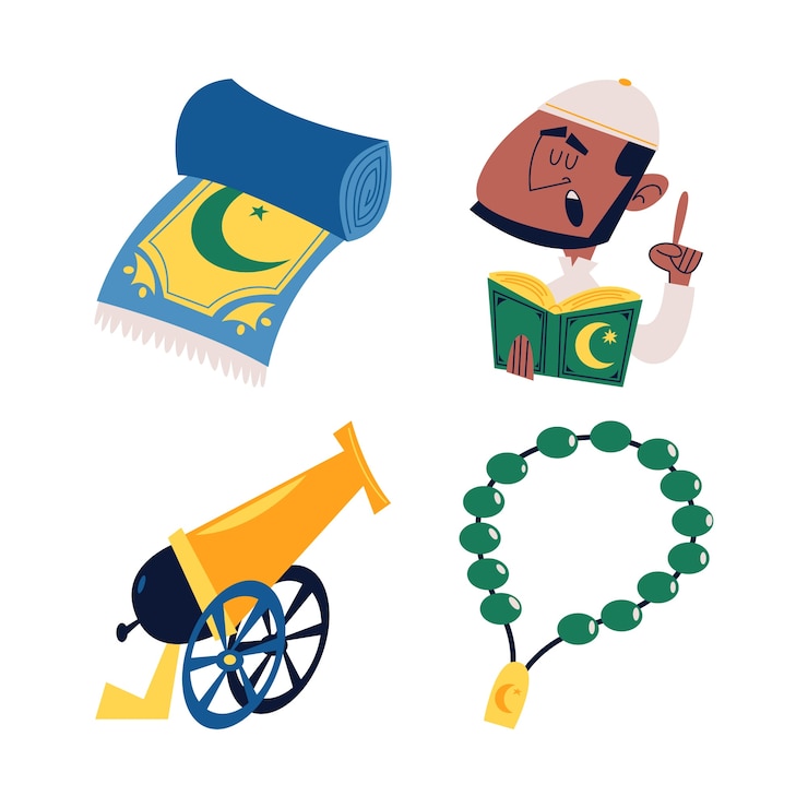 Vector Gratis retro cartoon ramadan stickers collection