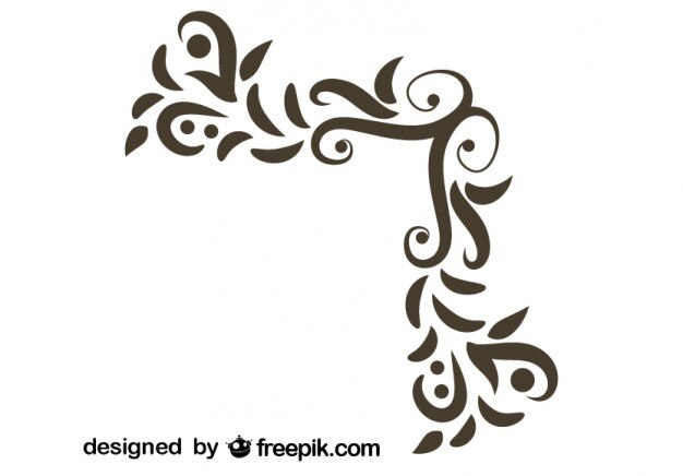 Vector Gratis retro floral swirl stylish corner design 