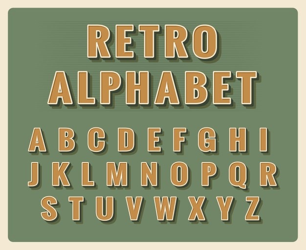 Vector Gratis retro font alphabet. template vintage typography, element type.