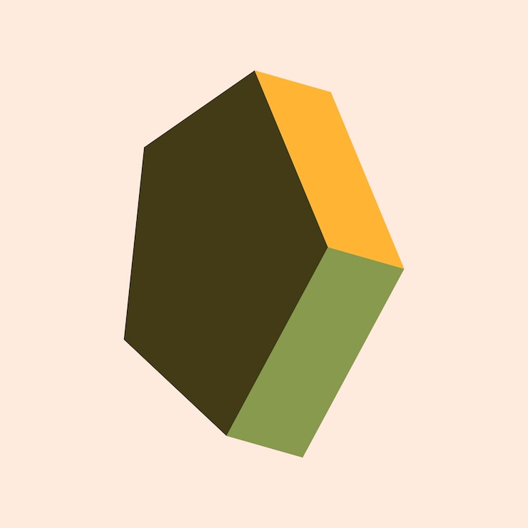 Vector Gratis retro green pentagonal prism geometrical shape vector