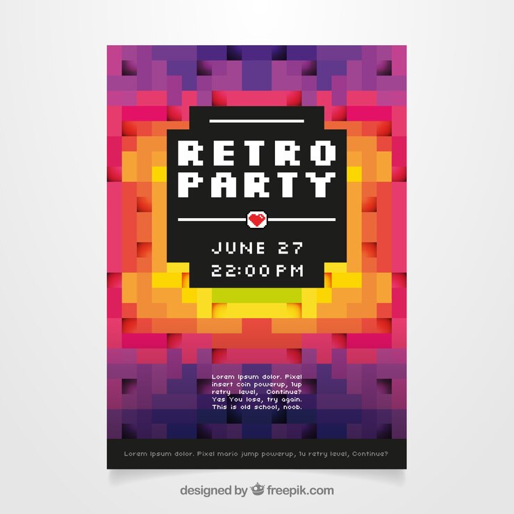 Vector Gratis retro party poster with geometric style