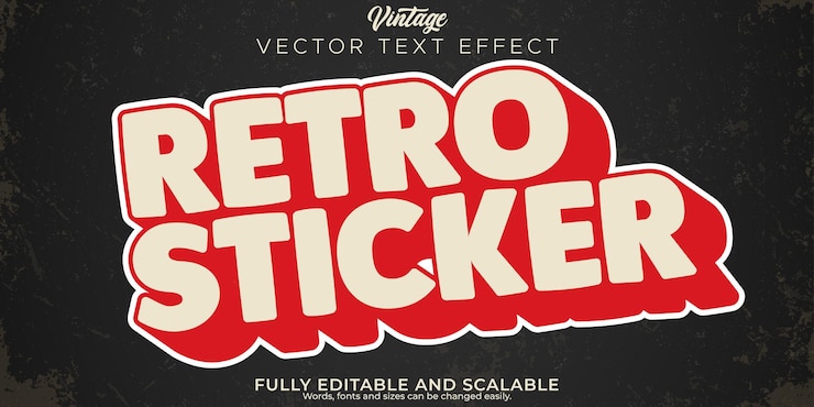 Vector Gratis retro sticker text effect editable 70s and 80s text style