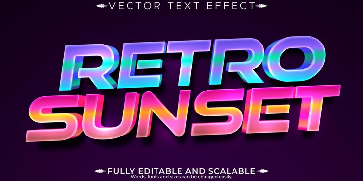 Vector Gratis retro text effect editable vintage and oldschool customizable font style