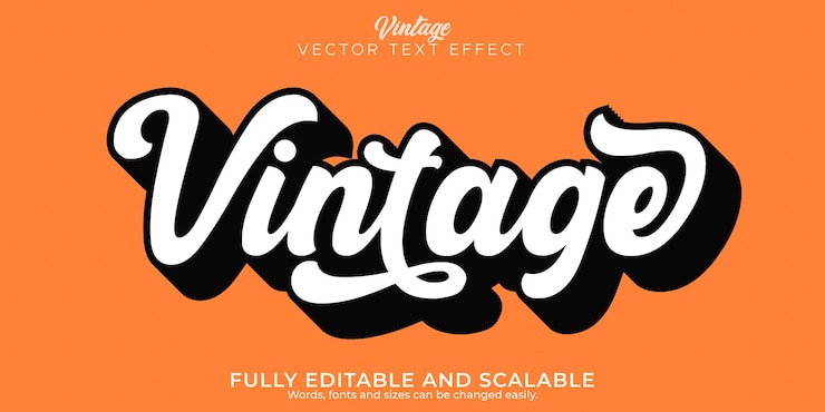 Vector Gratis retro, vintage text effect, editable 70s and 80s text style