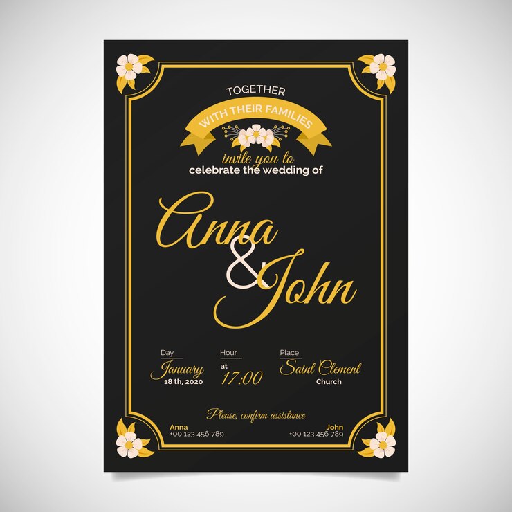 Vector Gratis retro wedding invitation with golden details