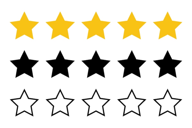 Vector Gratis review stars in outline glyph and flat