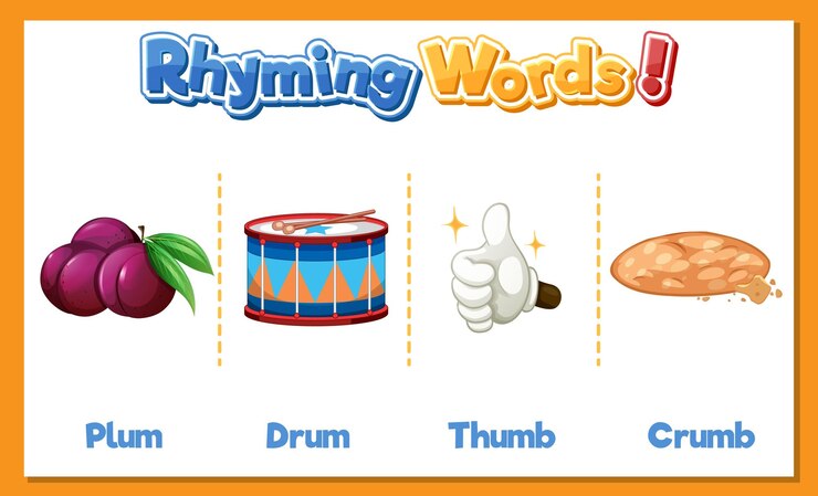 Vector Gratis rhyming words for kids