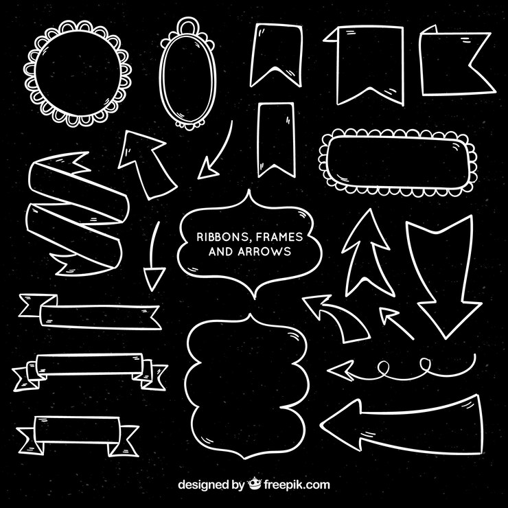 Vector Gratis ribbons, frames and arrows collection in chalkboard style