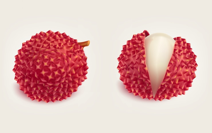 Vector Gratis ripe fresh litchi fruits realistic isolated vector