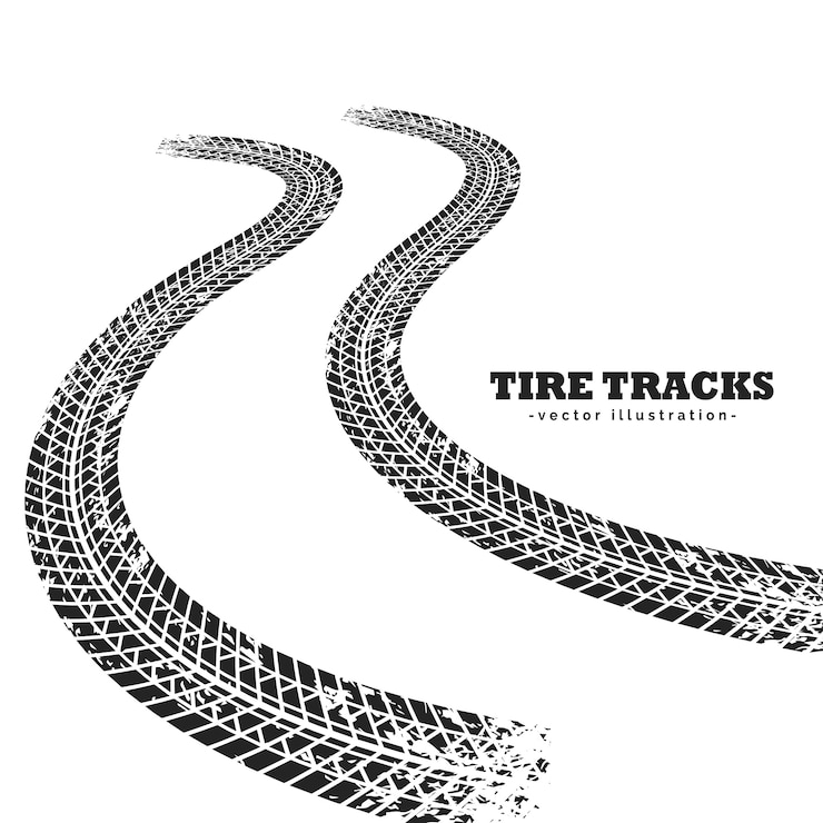 Vector Gratis road tire tracks on white background