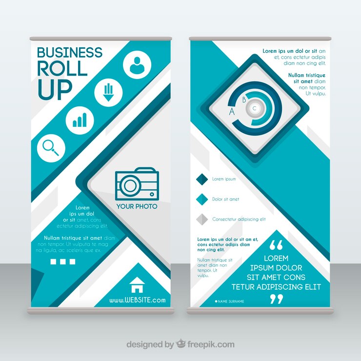 Vector Gratis roll up bisnis biru dan putih