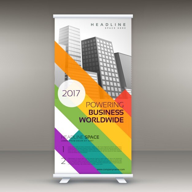 Vector Gratis roll up for business, full color lines