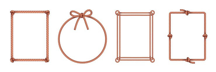 Vector Gratis rope knots frames set