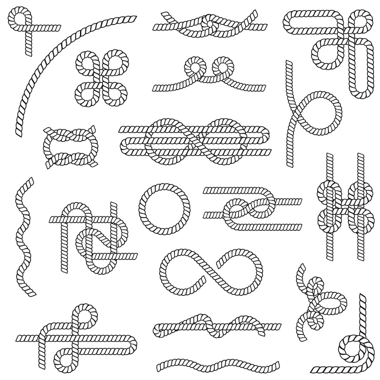 Vector Gratis rope knots set