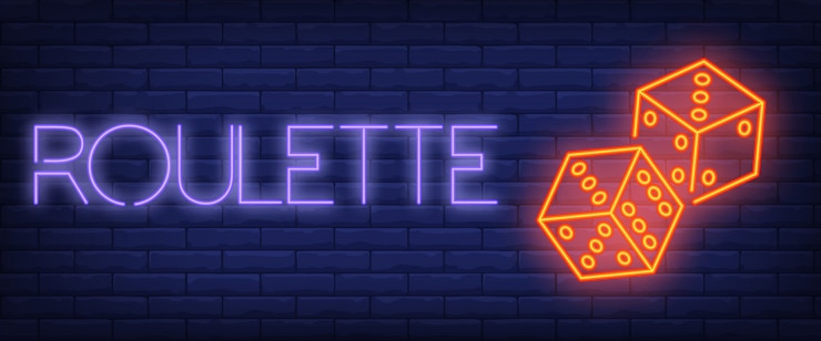 Vector Gratis roulette neon text with dice
