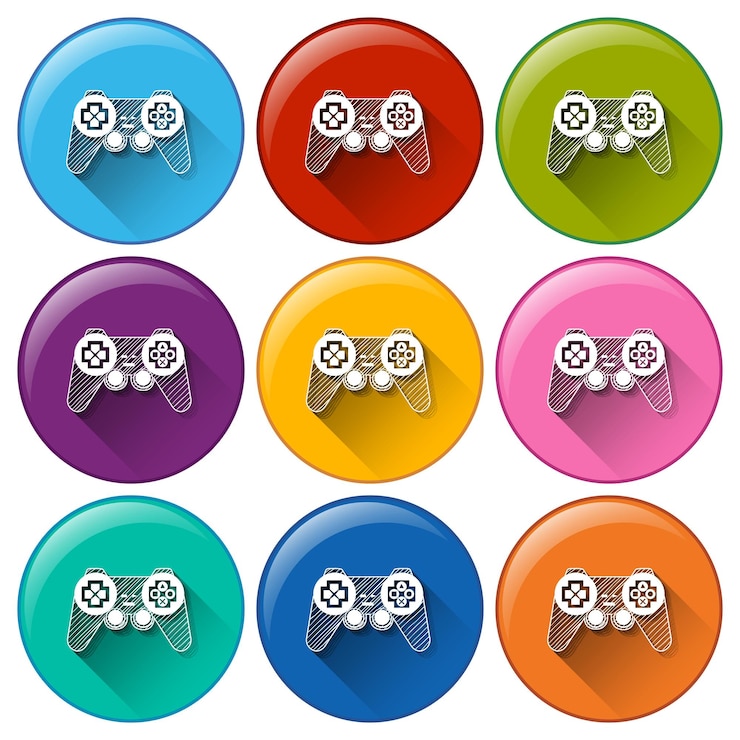 Vector Gratis round buttons with video game remote controls