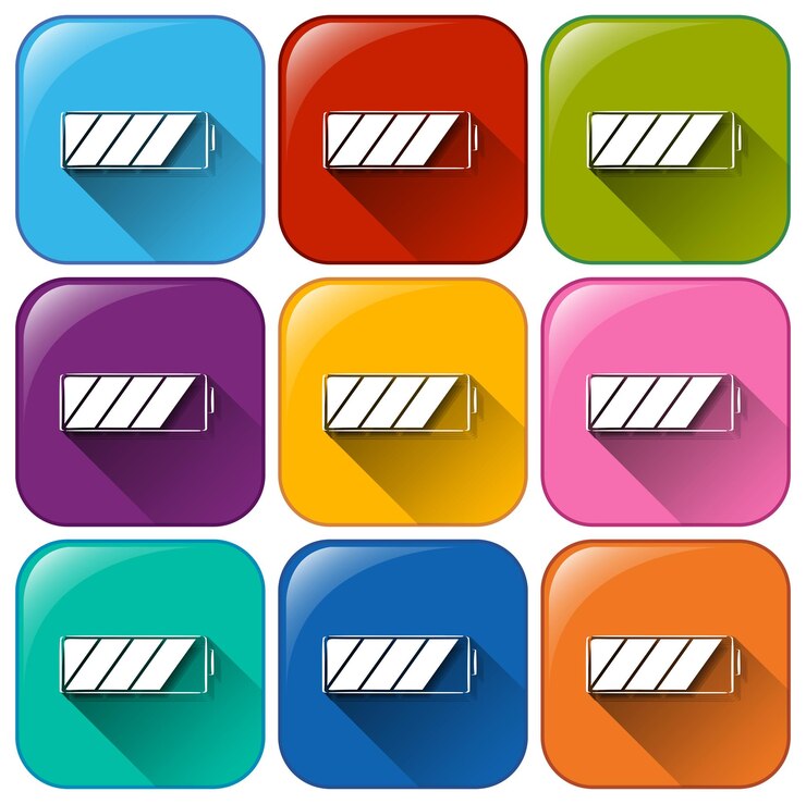 Vector Gratis rounded buttons showing batteries