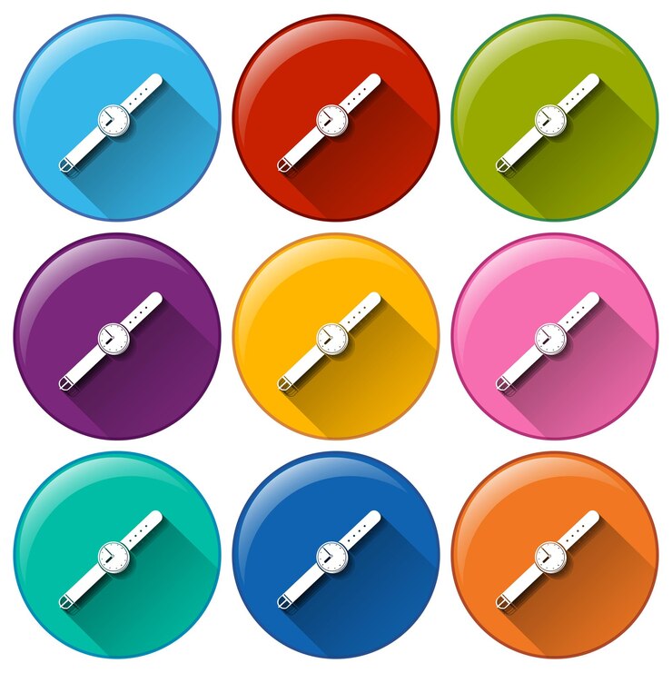 Vector Gratis rounded buttons with watches