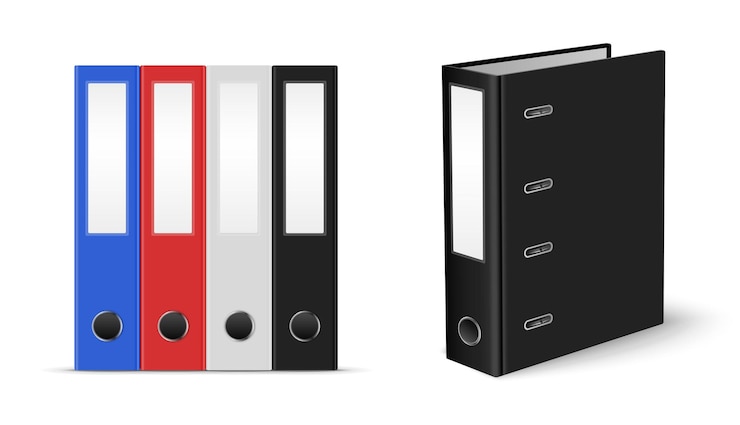 Vector Gratis row of colored office ring binders