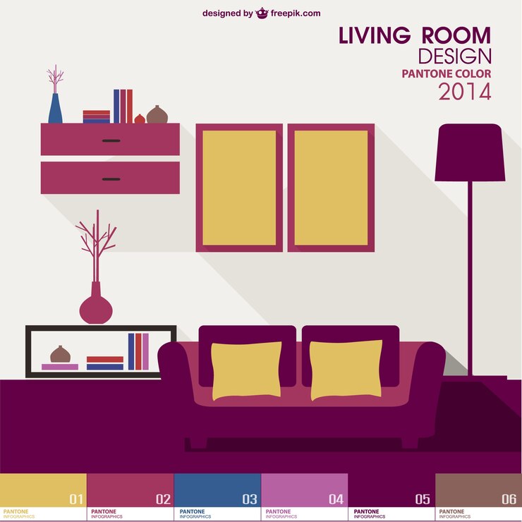 Vector Gratis ruang tamu pantone