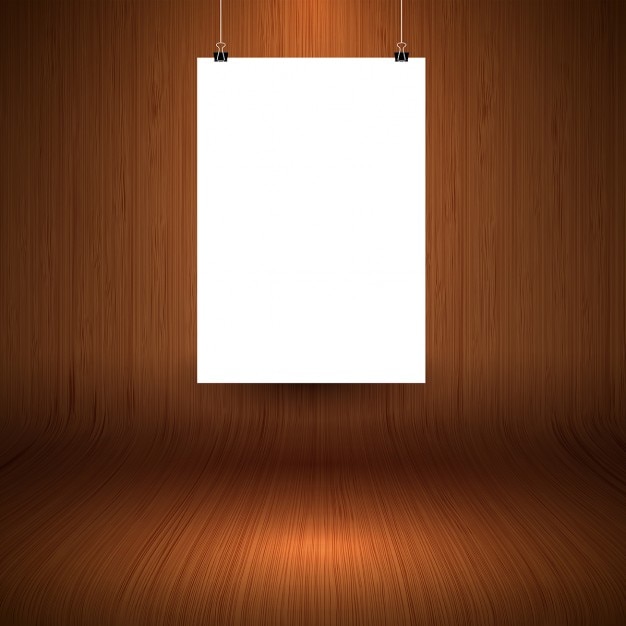 Vector Gratis ruangan kayu dengan poster