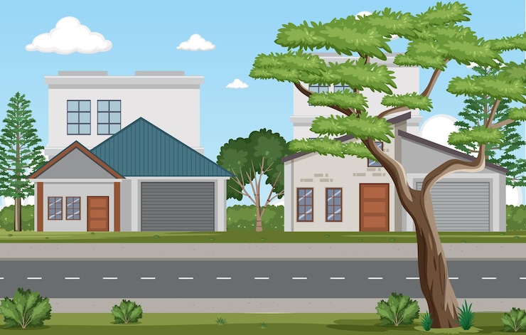 Vector Gratis rumah di tepi pantai