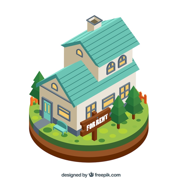 Vector Gratis rumah untuk disewa dalam desain datar