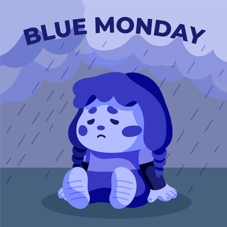 Vector Gratis sad girl on blue monday