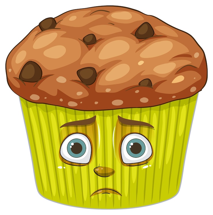 Vector Gratis sad muffin cartoon illustration