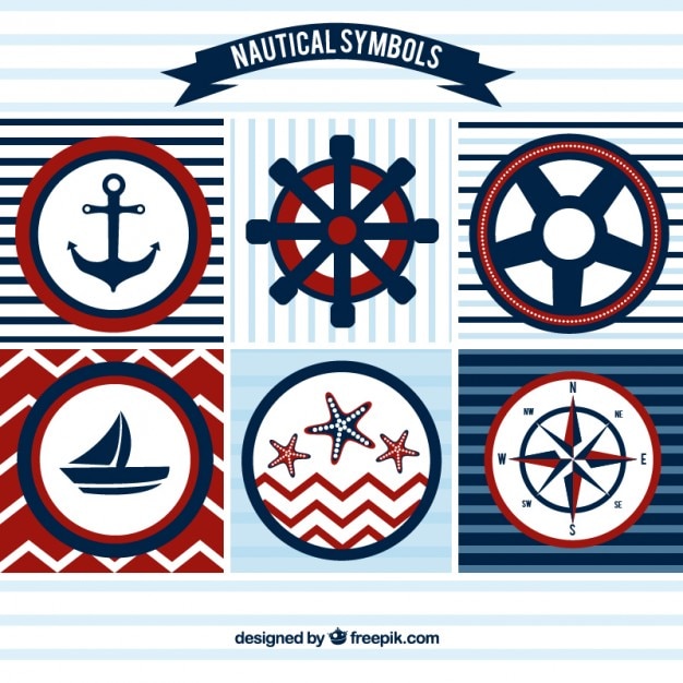 Vector Gratis sailing badges in red and blue colors