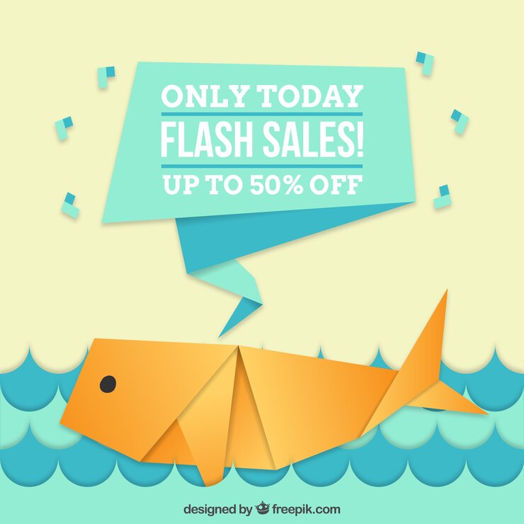 Vector Gratis sale background with nice origami whale