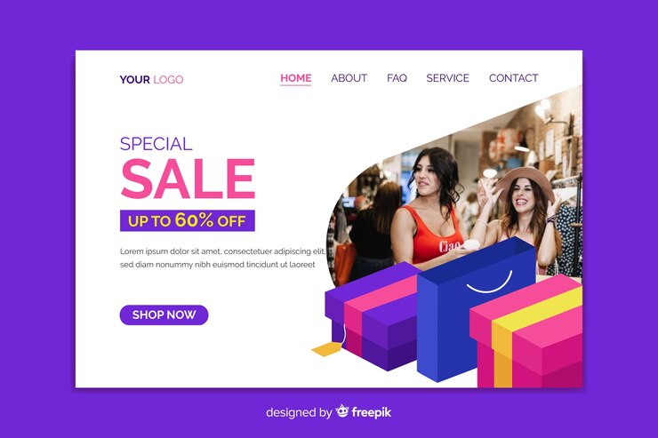 Vector Gratis sale landing page with photo