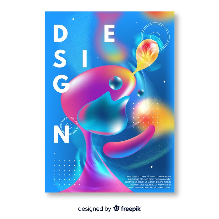 Vector Gratis sampul desain dengan efek cairan berwarna-warni