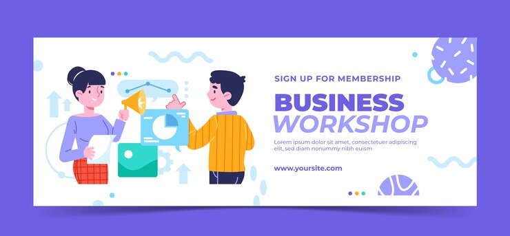 Vector Gratis sampul facebook lokakarya bisnis digambar tangan